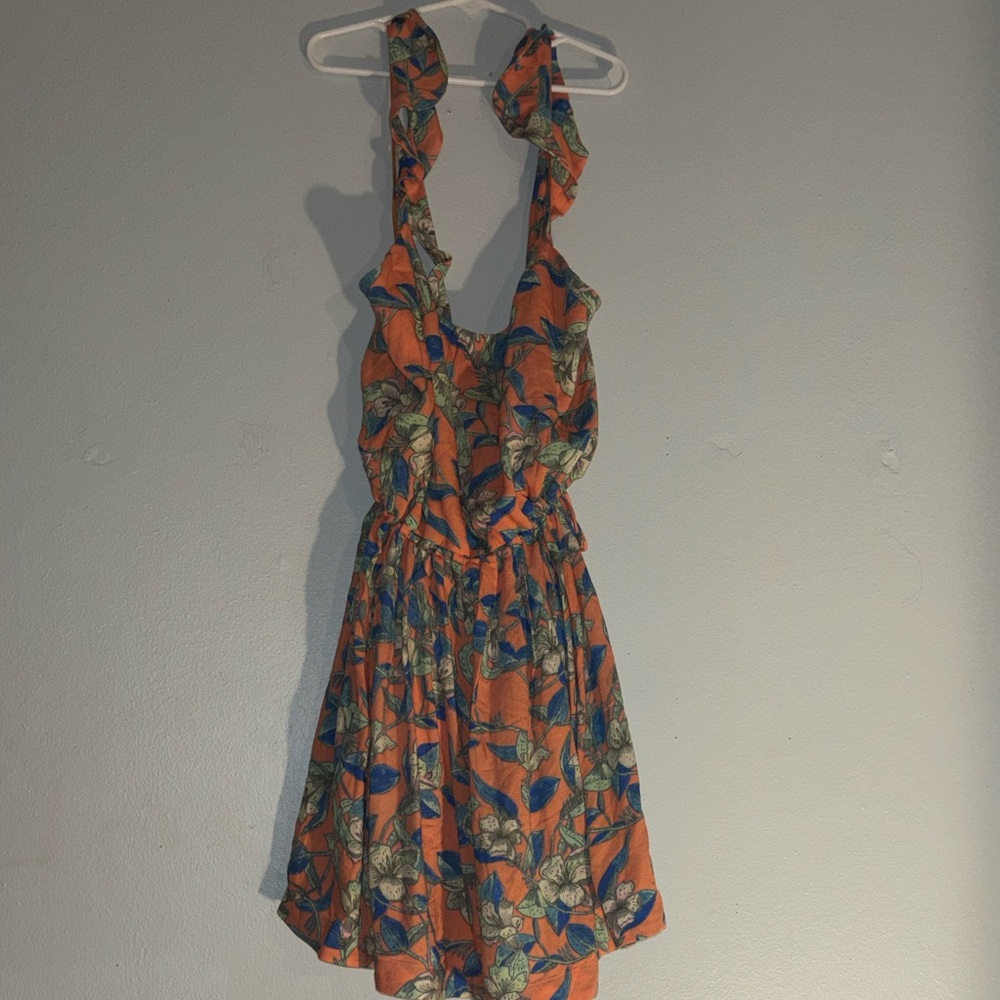 Floral Orange and Blue Dress